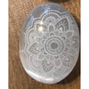 Selenite Palmstone Laser Engraved Mandala - Crown Chakra