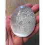 Selenite Palmstone Laser Engraved Mandala - Crown Chakra