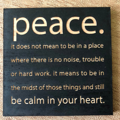 Painted Wood Magnet - Peace Magnet