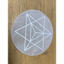 Selenite Large Engraved Merkaba Charging Platform Disc
