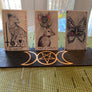 Triple Moon Pentagram Tarot Card Holder - Oracle Card Holder - Altar Card Holder