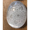 Selenite Palmstone Laser Engraved Mandala - Crown Chakra 