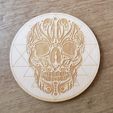 Skull Sri Yantra Crystal Grid  - Wall Art 