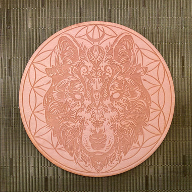 Wolf Flower of Life Crystal Grid  #2 - Wall Art