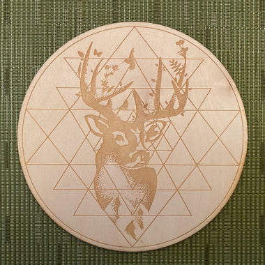 Deer Sri Yantra Crystal Grid - Wall Art