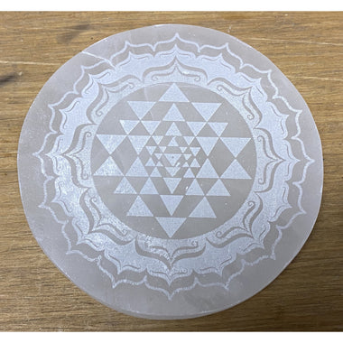Selenite Charging Disc  Sri Yantra