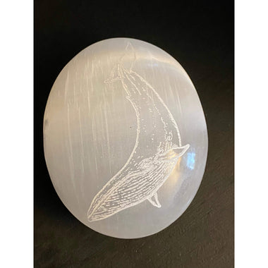 Selenite Palm Stone Whale