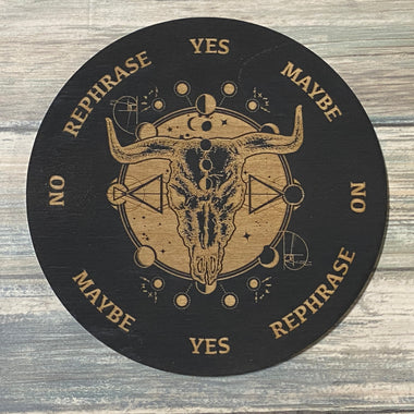 Bull Skull Pendulum Board - Bull Skull Divination Board - Altar Decoration
