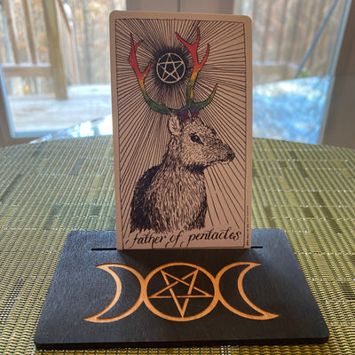 Triple Moon Pentagram Tarot Card Holder - Oracle Card Holder - Altar Card Holder