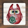 Owl Magnet #4 - Cute Owl Magnet - Red Owl Magnet - Refrigerator Magnet