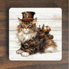 Steampunk Whiskered Wonder Magnet - Enchanting Maine Coon Cat with Industrial Flair - Maine Coone Magnet - Maine Coon Steampunk Magnet