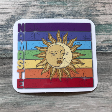 Namaste Sun Sticker - Vinyl Sticker - Vinyl Chakra Sticker - Spiritual Sticker - Namaste Sticker - Laptop Sticker - Water Bottle Sticker