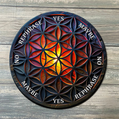 Flower of Life Pendulum Board - Sacred Geometry Divination Board - Full Color - Altar Decoration