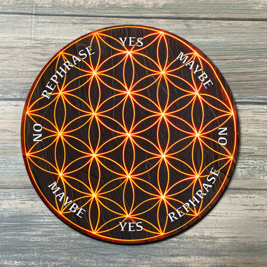 Flower of Life Pendulum Board - Sacred Geometry Divination Board - Full Color - Altar Decoration