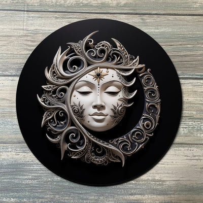 Ornate Face Crystal Grid Color - Moon Face Altar Decoration