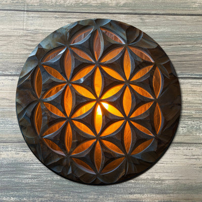 Flower of Life Crystal Grid Color - Flower of Life Altar Decoration