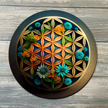 Flower of Life Crystal Grid Color - Flower of Life Altar Decoration