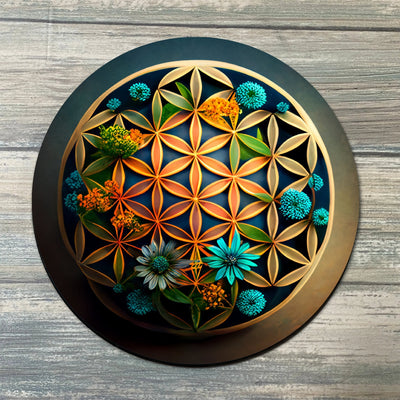 Flower of Life Crystal Grid Color - Flower of Life Altar Decoration